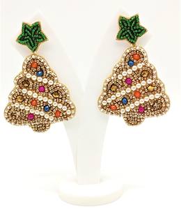 Pendientes de cuero de Navidad americanos europeos Tema verde Chapado en oro Árbol de Papá Noel de nieve con perla ¡El mejor precio Compre ahora! - Product Image 4