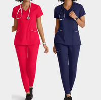 Tenue médicale unisexe personnalisable en tissu sergé, uniforme d'infirmière doux, ensembles de blouses d'hôpital avec logo personnalisé
