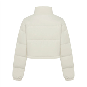 Blanco al por mayor calidad simple mujeres moda botones cortos versátil cálido suelto cuello alto abajo abrigo Chaqueta de algodón - Product Image 5