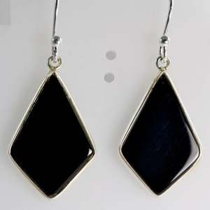 Navya Craft <b>Solid</b> Sterling <b>Silver</b> 925 Handmade Boho Dangle Drop <b>Earrings</b> Black Onyx Gemstone June Birthstone Black Stone - Product Image 5