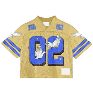 Camiseta de fútbol americano deportiva de gran tamaño con estampado sublimado personalizado, camiseta de fútbol de malla con estampado DTG y cuello en V recortada - Product Image 4