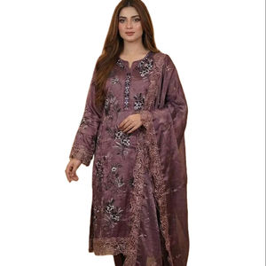 Traje Salwar de Tres Piezas de Algodón y Seda Premium, Especial para el Mes del Eid, para Mujer, Ropa de Novia, Estilo Étnico para Fiestas, Diseño Reversible - Product Image 1