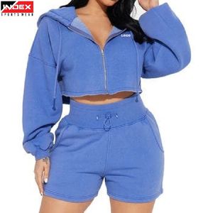 Conjunto de Dos Piezas para Mujer, Top Corto de Manga Corta y Pantalones Cortos Deportivos de Color Liso, Superventas - Product Image 1