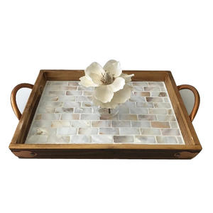 Plateau de table de décoration de fête de mariage de restaurants d'hôtel plateau de service de restauration en bois de forme rectangulaire multicolore - Product Image 4