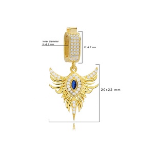 CZ Sapphire Phoenix Design Charme pour Bracelet 925 Sterling Silver Wholesale Handcrafted Fine Jewelry - Product Image 2