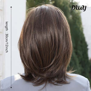 Ellie-DWY Free Part Brown <b>Short</b> Synthetic <b>Wig</b> with Transparent Lace Front Mono Construction - Product Image 5