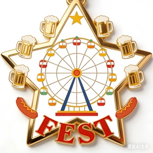 High Quality Metal Die Cast UV Printed Custom Logo German Carnival Commemorative Medal - Product Image 3