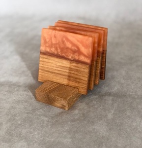 Creative Resin and Acacia Wood with Stand Office Coffee Dining Party Custom Outdoor Wedding Customized Resin Coasters - Product Image 2
