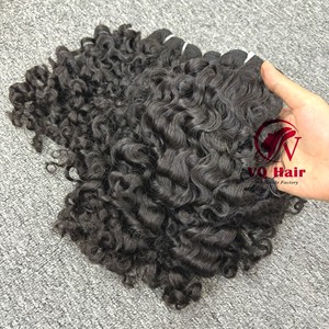 Extensions de cheveux naturels non traités, double épaisseur, vierges, bouclés, soyeux et lisses, style frontal en dentelle, origine Birmanie et Vietnam, non-Remy - Product Image 1