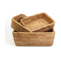 Vente en gros de 3 paniers en rotin de haute qualité paniers de rangement multifonctionnels pour l'organisation de la maison du Vietnam