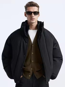 Chaqueta de Plumón Personalizada para Hombre, Ligera, Rellena de Poliéster, Tejido de Lana Transpirable, Cuello Alto, Cálida para Invierno, Uso Formal - Product Image 3