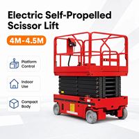 Plateforme mobile autopropulsée à ciseaux électriques hydrauliques de 4,5 m HXT HXTC4 en acier au manganèse 2 places pour rayonnage d'entrepôt