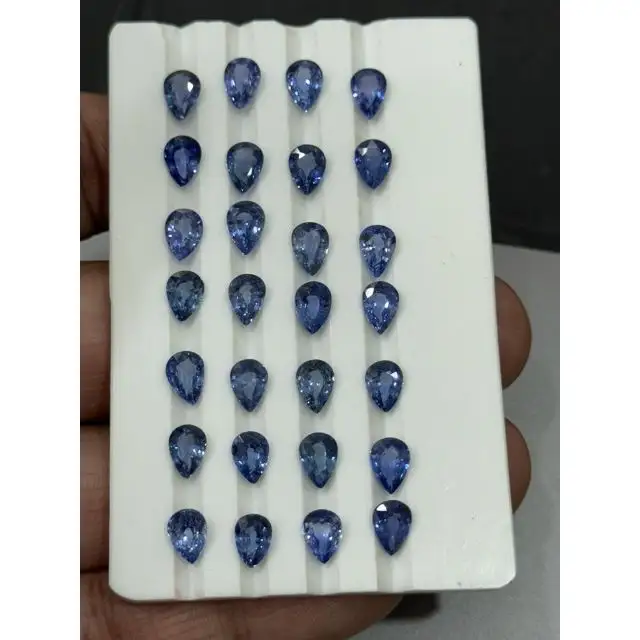 Calidad de gema, zafiro azul suelto, forma de pera, piedras calibradas, zafiros azules naturales, producto a granel