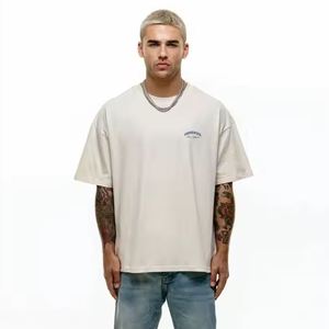 เสื้อยืดออกกำลังกายฮิปฮอปผ้าฝ้าย 100% แบบสั่งทำพิเศษ (OEM) เป็นมิตรกับสิ่งแวดล้อม แขนสั้น ทรงโอเวอร์ไซส์ พร้อมโลโก้สั่งทำ - Product Image 2