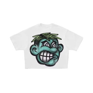 Custom Heavyweight 100% Cotton Cropped T-Shirt Boxy Fit Seamless Sleeves Distressed Bottom Raw Hem Solid Casual Oversized Design - Product Image 1