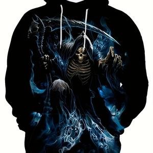 Custom 100% Hombres 3D Impreso Horror Skull Sudadera Pullover Ropa, Sudaderas con capucha de manga larga, Moda diaria, Otoño - Product Image 3