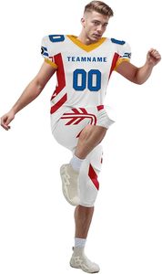 ชุดยูนิฟอร์มอเมริกันฟุตบอลแบบสั้นพิมพ์ลาย คุณภาพสูง ระบายอากาศได้ดี รับออกแบบโลโก้ตามสั่ง - Product Image 4