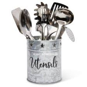 Trending Galvanized <b>Utensil</b> Organizer <b>Storage</b> Rack Caddy Tool Silver Color for Home Restaurant Hotels Kitchen Tool Caddy Holder - Product Image 5