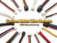 تجميعة كابلات موصلات متوافقة مع Molex بخطوة 1.25 2.0 2.54 3.0 3.96 مم، 1 2 3 4 5 6 7 8 9 دبابيس، مخصصة حسب الطلب (OEM)