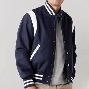 Nouvelle veste de baseball en cuir à la mode, style vintage, broderie en chenille personnalisée, veste universitaire de haute qualité pour hommes - Product Image 2