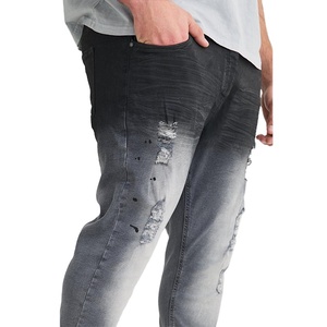 Nouveau jean pour homme délavé à l'acide, coupe droite, design usé, style streetwear, prix usine, vente chaude - Product Image 4