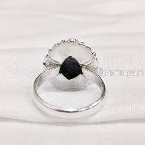 แหวนหินดิบสำหรับผู้หญิง แหวนลาพิส ลาซูลีธรรมชาติ แหวนสไตล์โบฮีเมียน ของขวัญวันครบรอบ แหวนเงินแท้ 925 - Product Image 5