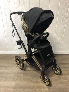 H & S CYBEX PRIAMS JEREMY SCOTT WINGS CADRE DE TREKKING ET LUX SIÈGE POUSSETTE OR NOIR NOUVEAU - Product Image 2