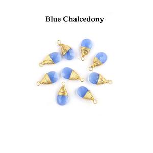 Pendentif en forme de poire en calcédoine bleu ciel, argent sterling 925 7x10mm connecteur de goutte de pierres précieuses à facettes bijoux pour femmes - Product Image 5