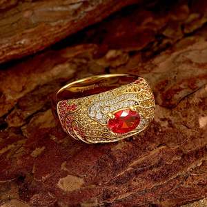Anillo de cóctel Jeulia X Leyla Sunset Desert Art Deco dorado en plata de ley - Product Image 6