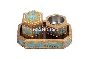 Ensemble de brûleur à bakhoor en bois de manguier de luxe Bela Artisan, plateau de 3x3 pouces, vente en gros, décoration de maison islamique, cadeaux, diffuseur d'aromathérapie - Product Image 3