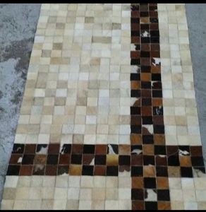 พรมหนังวัวทำด้วยมือเสื่อขนสัตว์ธรรมชาติแบบเย็บปะติดปะต่อกันสำหรับห้องนอนบ้านและห้องนั่งเล่น - Product Image 2