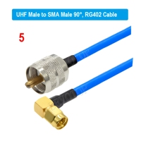 Adaptador de Conector PL259 UHF Macho a SMA Macho, Cable RG402 Semiflexible de 50 Ohmios, Cable Coaxial RF, Cable de Extensión