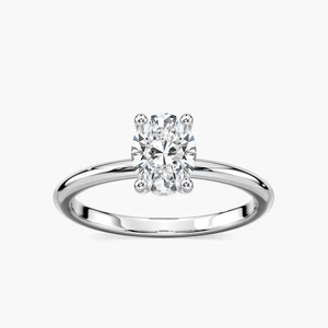Anillo de Compromiso con Halo Oculto de Diamante Cultivado en Laboratorio de Corte Ovalado de 1.00 CT, Certificado IGI, Oro Sólido de 14K, Anillo Solitario para Mujer - Product Image 1