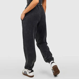 Pantalon de survêtement chaud en polaire pour femme, coupe décontractée, épais, délavé à l'acide, idéal pour l'entraînement et la course à pied - Product Image 2