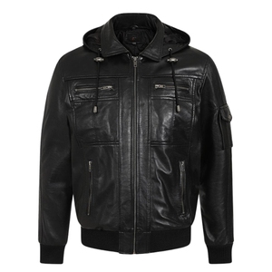 Chaqueta de Invierno Impermeable de Piel de Oveja Genuina Original para Hombre, Cuello Alto con Capucha, OEM de Alta Calidad, Estilo Personalizado en la Parte Delantera - Product Image 1