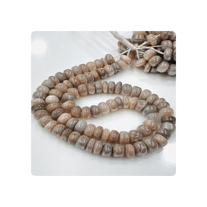 ลูกปัดรอนเดลสี100% เคลือบมูนสโตนเม็ดเรียบขนาด8-10มม. เส้น14นิ้วเรียบคุณภาพสูงสำหรับการทำเครื่องประดับ - Product Image 1