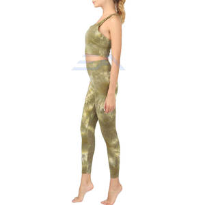 Conjunto de Yoga Ligero para Mujer, Diseño Sólido en la Parte Delantera, Transpirable y Ecológico, 2 Piezas, Ropa Deportiva para Gimnasio, Cintura Elástica Alta - Product Image 3