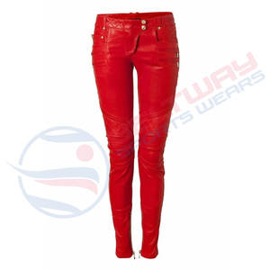 Pantalon en cuir véritable avec personnalisation complète 2024 Pantalon en cuir coupe-vent personnalisé de haute qualité pour femmes - Product Image 1