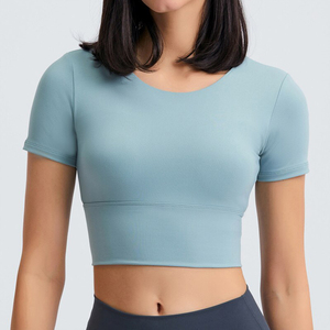 Crop Top Camisetas para mujer en negro o su propio color Top corto de algodón Medias mangas Ropa casual Camisetas - Product Image 5