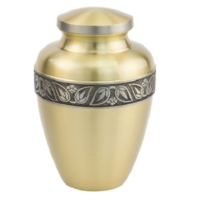 Urnes funéraires pour adultes en laiton de haute qualité avec bande de gravure urnes funéraires en métal fini de couleur or et noir pour cendres humaines - Product Image 3