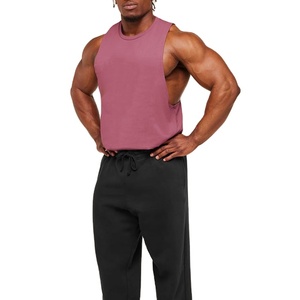Muscle Sleeveless Heavyweight <b>Stringer</b> Side Off Cut Tank Top Men's Wear Gym <b>Vest</b> Loose Fit Knitted High Quality 100% Cotton - Product Image 4