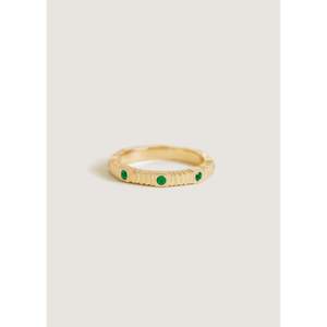 Anillo de Oro Sólido de 14k con Baño de Rodio y Moissanita en Corte Esmeralda, Diseño Geométrico, con Tecnología de Engaste de Canal, Regalo - Product Image 1