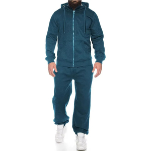 Ensemble de survêtement décontracté en molleton imprimé pour homme, à faible MOQ, avec sweat à capuche zippé et pantalon de jogging à manches longues, idéal pour l'automne - Product Image 1
