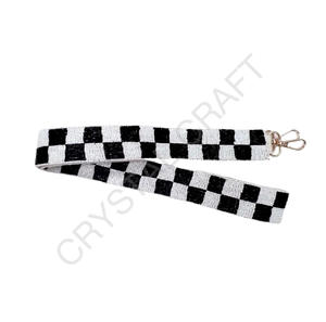 สายกระเป๋าลูกปัดเมล็ดสีดำและสีขาวอุปกรณ์เสริมแฟชั่นที่มีรูปร่างและการออกแบบที่กำหนดเองสายกระเป๋าลูกปัด - Product Image 1