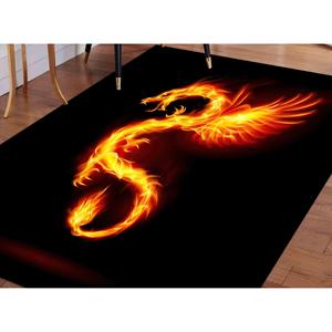 Alfombra negra con silueta de dragón: decoración antideslizante para el hogar, alfombra impresa, alfombra fina no tejida - Product Image 1