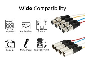 Câble multipaire XLR 4 canaux, connecteur mâle <span class=keywords><strong>vers</strong></span> 4 microphones femelles - Product Image 6