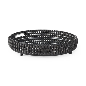 Plateau de service rond noir contemporain avec design perlé et structure ouverte idéal pour la décoration intérieure élégante et le divertissement - Product Image 4