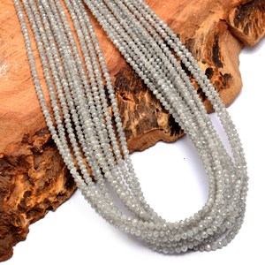 Perles Rondelles Micro-Facettées en Diamant Gris AAA+ 1,50mm-2,40mm, Perles de Diamant Blanc Naturel Fin et Rare, Pierres Précieuses pour Bijoux - Product Image 4
