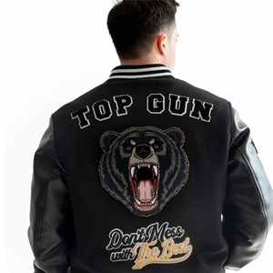 Veste Letterman brodée personnalisable de haute qualité pour hommes respirante grande taille avec logos d'équipe noms et numéros fourrure de mouton - Product Image 5