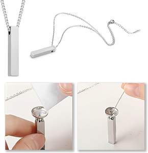 Collar de urna de cremación de acero inoxidable para cenizas para mujeres y hombres Collar de urna conmemorativa para cenizas para mujeres - Product Image 5